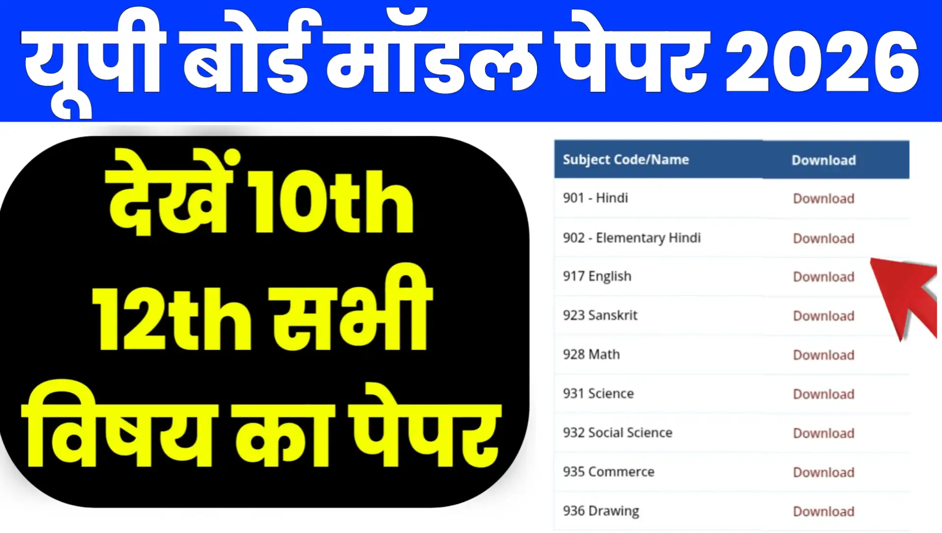 Up Board Model Paper All Subject 2026