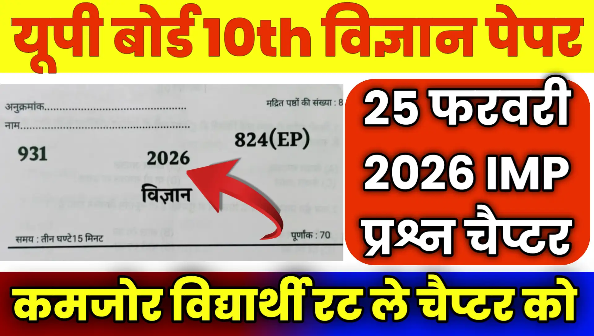 UP Board 10th Science Paper imp Questions Previous Paper