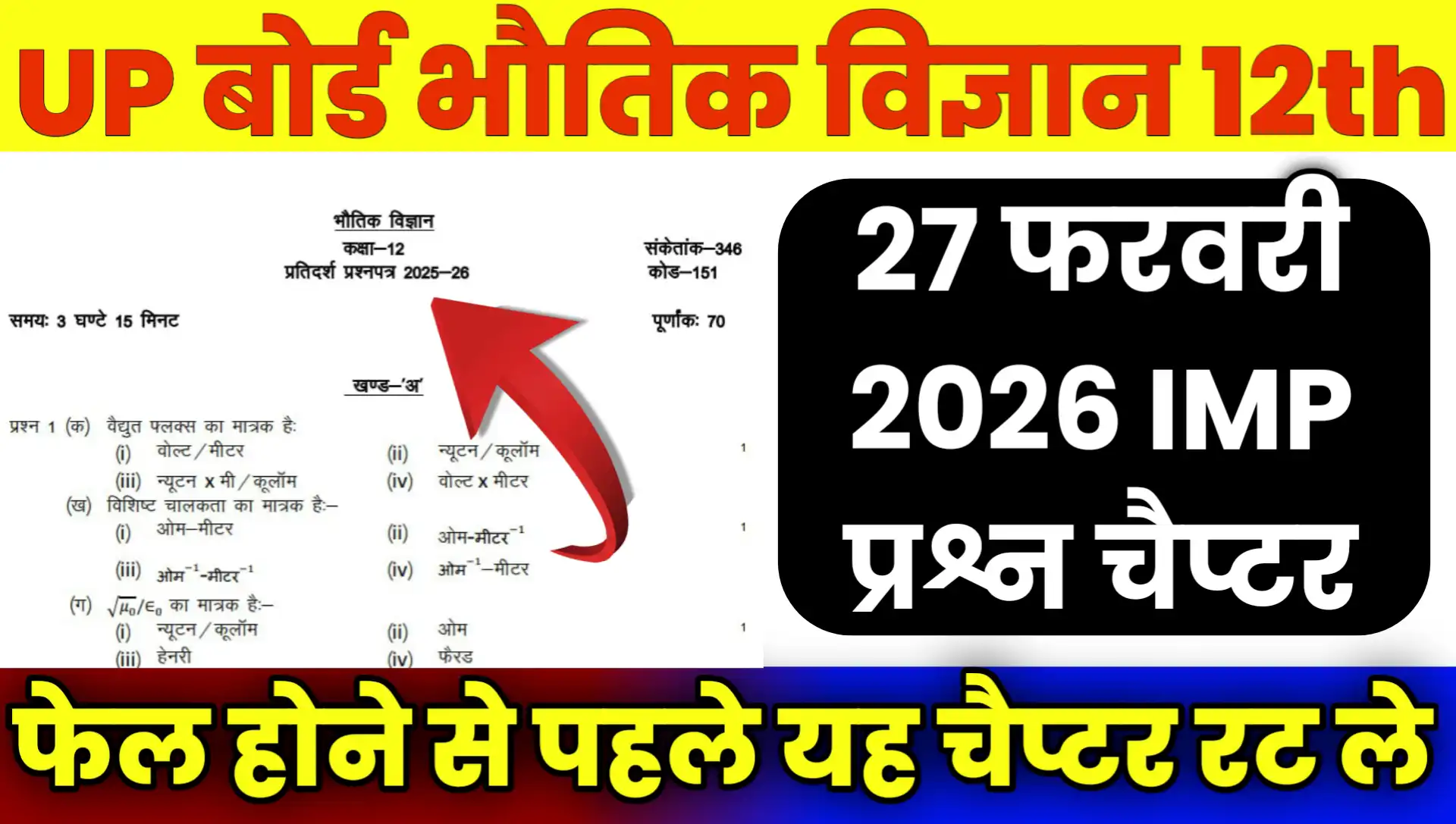 UP Board Physics Paper 2026 Imp PYQ Question