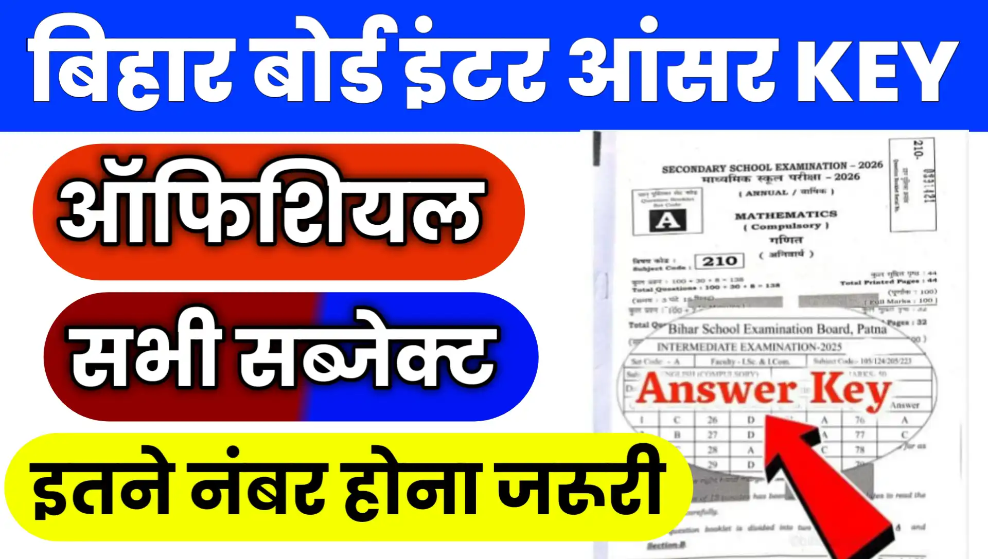 Bihar Board 12th Official Answer Key 2026 pdf download