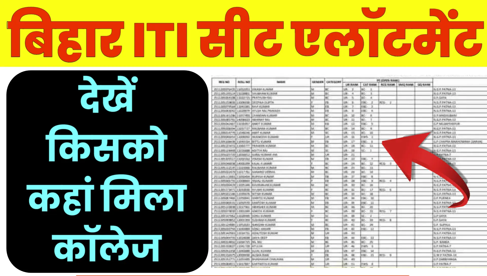 Bihar ITICAT Counselling Seat Allotment Result 2026