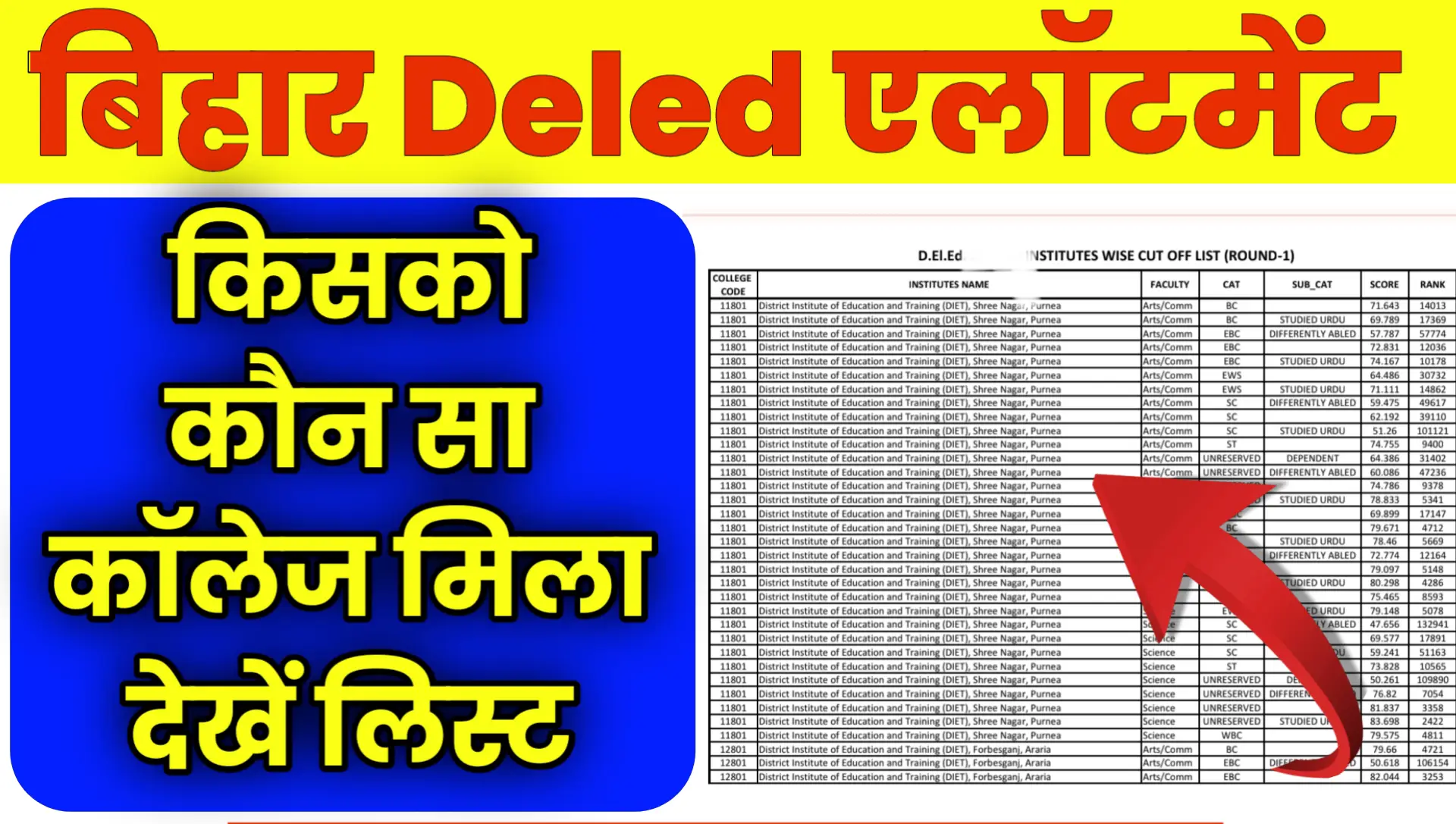 Bihar Deled 1st Allotment Result 2026 Download